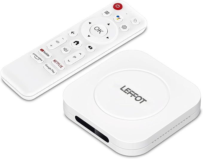 Android 14 TV Box 2025, LEFFOT M1 Plus 4K Ultra HD Streaming Device for TV, 2GB RAM + 16GB ROM, Smart TV Box with Google Assistant Voice Remote, HDR 10, 2.4G & 5G WiFi 6, BT 5.4, RK3528 Quad-Core A53
