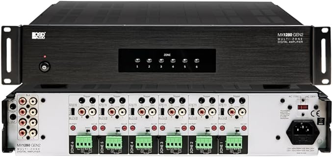 OSD Audio MX1280 GEN2 6 Zone Amplifier 12Ch x 80W, Class D, Front Panel On/Off Buttons, Distributed Audio