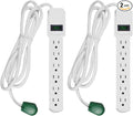 GoGreen Power Inc. (G-16106MS-2) 6 Outlet Surge Protector, 6FT Cord, White, 2 Pack