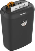 Suntiko 14 Sheet Cross Cut Paper Shredder for Home Office Use with P-4 High Security and 6.6 Gallon Bin for Credit Cards CDs or Staples ETL Certified Black