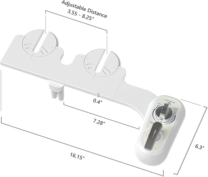 Left Handed Bidet Attachment for Toilet - Self-Cleaning control panel on left side Dual Nozzle (Frontal & Rear Wash) Non-Electric Adjustable Water Pressure, Water Bidet Toilet Seat Attachment