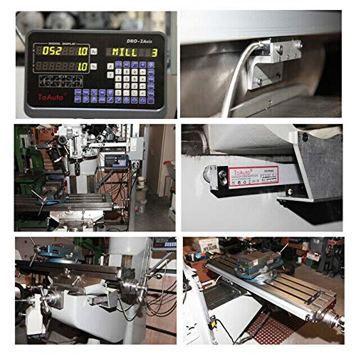 TOAUTO Digital Readout 2 Axis 3 Axis DRO Display Linear Scale 400mm 16" Precision 5um for Bridgeport/Knee Milling Lathe EDM Mill Machine