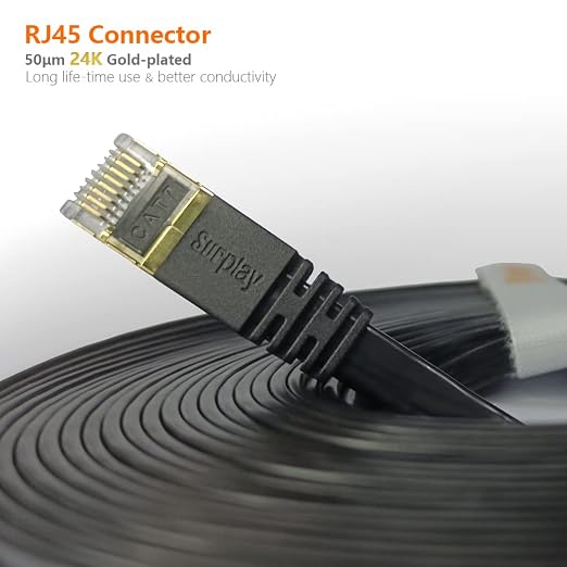 Cat7 3FT-5Pack Ethernet Cable Flat-Black-10Gbps High Speed Ultra Slim Network - Image 9