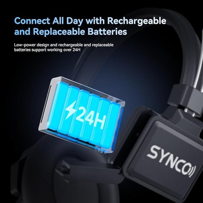 SYNCO XTALK XPro9 Wireless Intercom Headset System 2.4 GHz 1640FT/500M Long Distance Range Full Duplex for 9 Person Communication with Noise Cancellation for Live Show Stage Performance Movie Shoot