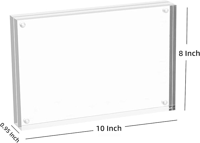 Meetu Acrylic Picture Frame 8x10,Clear Freestanding Double Sided 24mm Thickness Frameless Magnetic Photo Frames Desktop Display with Gift Box Package (5 Pack)