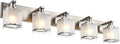 WINSHEN 5-Lights Bathroom Vanity Light Fixtures, Modern Brushed Nickel Wall Sconce Lighting with Rectangular Frosted Glass Shades, E26 Bulb Base