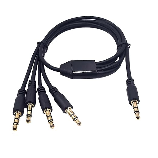 Kework 1.6ft 3.5mm Splitter Audio Cable, 1 Male to 4 Ways Male 1/8 Inch 3.5mm TRS Stereo Jack Headphones Splitter Adapter Y AUX Cable for Smartphones, Computers, MP3s, Earphones, Speakers