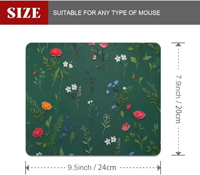 Flower Branch Pattern Cute Square Mouse pad, Texture, Waterproof, Anti Slip Rubber Base, Computer Mouse pad, Laptop Mouse pad