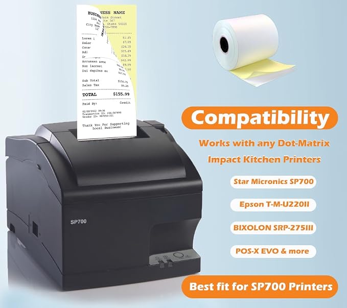 2 Ply Carbonless Rolls 3" X 95 Feet White/Yellow Receipt Paper POS Cash - Image 4