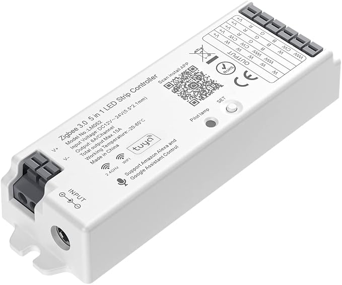 BTF-LIGHTING 5in1 LM052 Tuya Zigbee3.0 LED Controller Support Dimming CCT RGB by BTF-LIGHTING