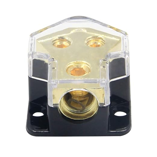RKURCK 2 Way Power Distribution Block, 0/2/4 AWG Gauge in, 4/8/10 Gauge Out, Car Audio Stereo Amp Distribution Connecting Block for Audio Splitter (2Way)