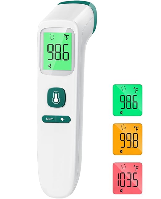 Viproud Forehead Thermometer for Adults and Kids, Fast Accurate Thermometer with Fever Alarm, 1S Reading & Silent Mode, Easy to Use Health Thermometer (Green)