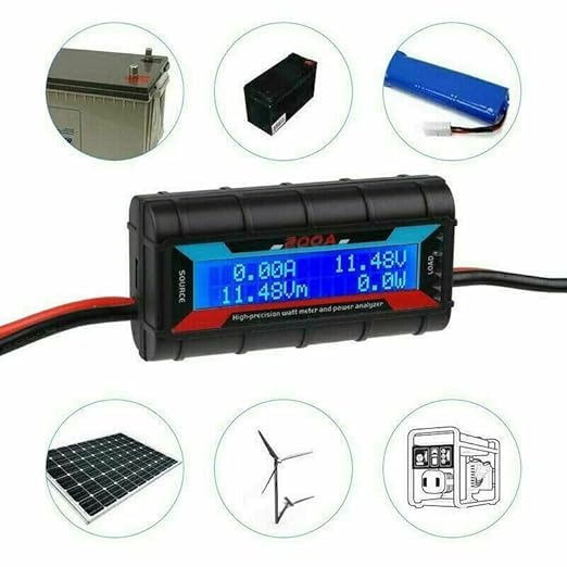 The Perfect Part Battery Monitor - 200A DC Amp Meter, Power Monitor with LCD Display for Clear Reading, RV Battery Monitor to Calculate the Voltage, Current, Power, Discharge Time, Power Meter Monitor
