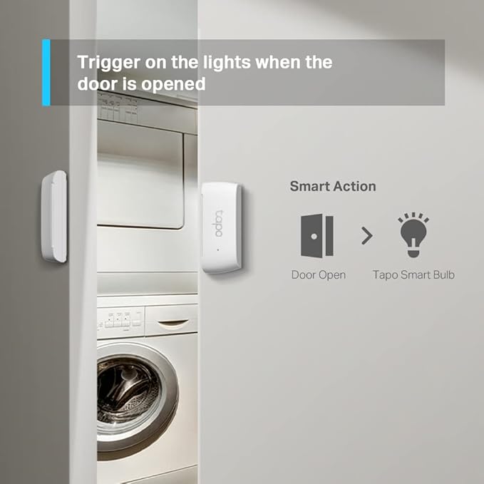 Tapo Door Sensor Mini, Requires Tapo Hub, Long Battery Life w/Sub-1G Low-Power Wireless Protocol, Contact Sensor, 15mm Wide Gap Allowed, Real-Time Notification, Smart Action (T110)