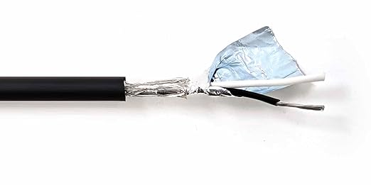 KWANGIL 2C 22AWG AMSB Shielded Cable Wire (UL2464) - Highly Flexible Str TC, PVC Ins, OS+TC BRD, PVC JKT for CNC Machine, Stepper Motor, VFD Spindle (Matte Black 100FT)