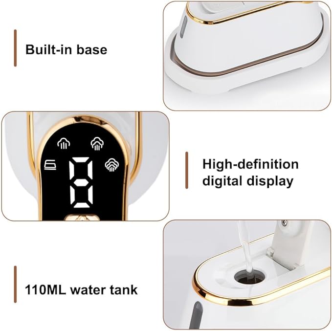 Steamer Iron,3-speed Adjustment Electric Ironing Machine 180° Rotatable Wet & Dry for Powerful Clothes Wrinkle Removal
