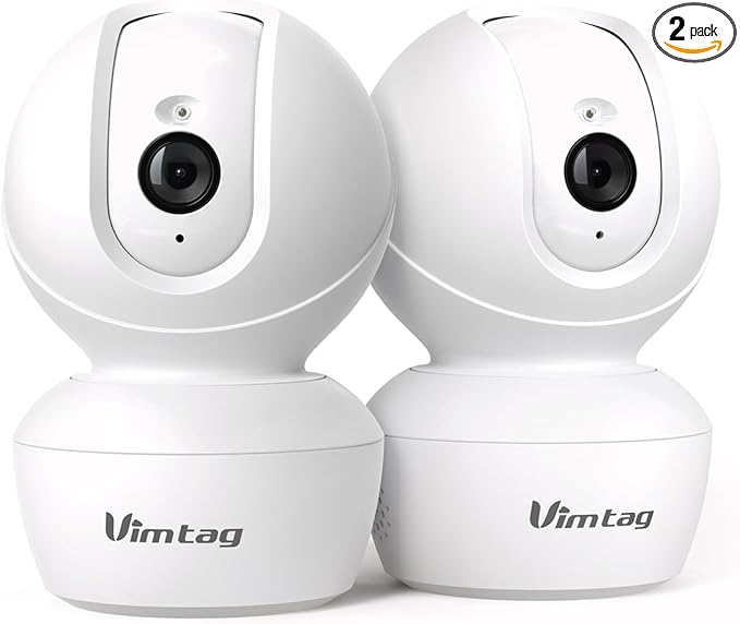 VIMTAG 4MP 5G Indoor Camera, Dog Camera with Speaker Pan 360° View, Cameras for Home Security Pet Baby with Motion Tracking Night Vision Phone App, 2-Way Audio, 24/7 SD & Cloud Storage,w/Alexa, 2Pack