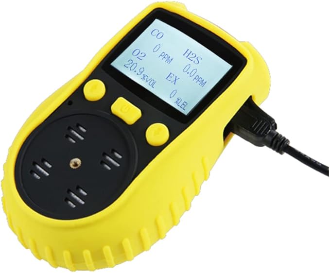 ATO Handheld Multi Gas Detector, CO, H2S, O2, LEL, 4 Gas Monitor, with Sound, Light and Vibration Alarms (with Data Logging)