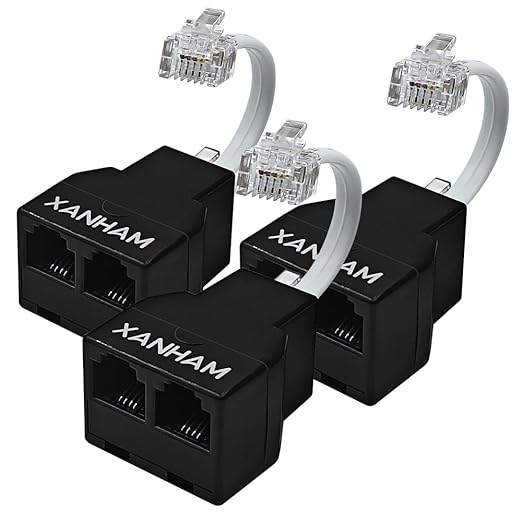 Telephone Cable 2 Way Splitter RJ11 6P4C Phone Line Cord Adapter by XANHAM