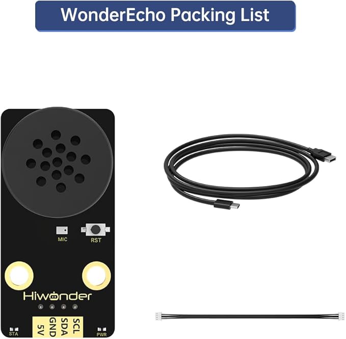 AI Voice Sensor Module Voice Broadcasting Command Recognition Custom Wake Words Programmable Robot Sound Sensor Offline Speak Control for Arduino/RaspberryPi/ESP32/Jetson Development, WonderEcho