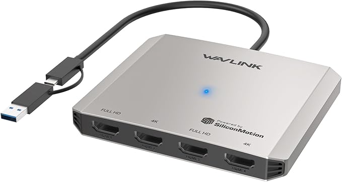 WAVLINK 4-Port HDMI Splitter, USB C to Quad Monitor 4K Adapter, Universal USB A to HDMI Extended Dual Triple Display for Windows, Mac M1/M2/M3/M4 Driver Required