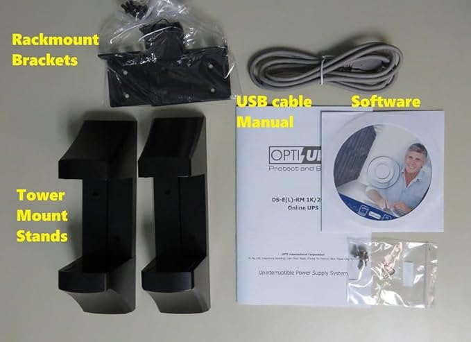 OPTI-UPS DS1000E-RM (Tower/Rackmount) (1000VA / 1000W) Online Double Conversion Uninterruptible Power Supply, Pure Sine Wave, UPS Battery Backup, Surge Protection