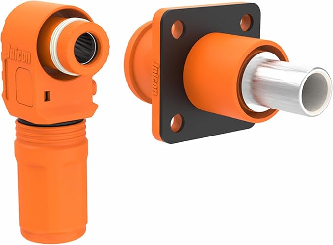 1 Set Battery Energy Storage Connector, 200A 50mm² High Current Connectors Quick Plug Terminal Orange Right Angle Plug and Socket IP67 Waterproof Power Adapter Crimping Wiring (200A, Orange)
