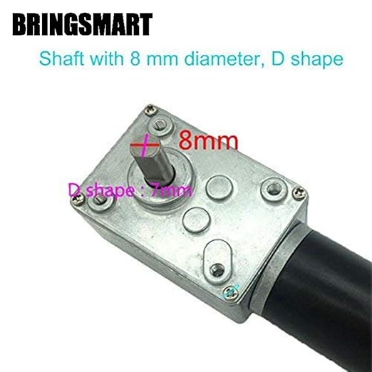 BRINGSMART Mini Turbine Geared Motor 24V 470rpm DC Worm Gear Motor 3.4kg.cm Self-Locking Reversed Engine for DIY Robot Rotating Table Door Lock Curtain Machine (24V 470rpm)