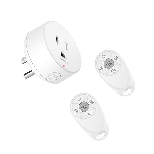 Remote Control Outlet,Greencycle 2 Remote Light Switches and 1 Plug,Wireless Light Switch,500ft Range,No Wiring Needed,15A/1500W for Household Appliances,FCC Certified,White