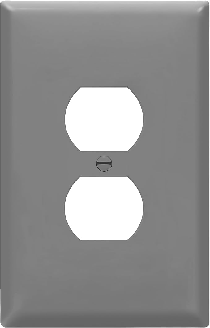 ENERLITES Duplex Receptacle Outlet Wall Plate, Jumbo Electrical Outlet Cover, Gloss Finish, Oversized 1-Gang 5.51" x 3.50", Polycarbonate Thermoplastic, 8821O-GY, Gray