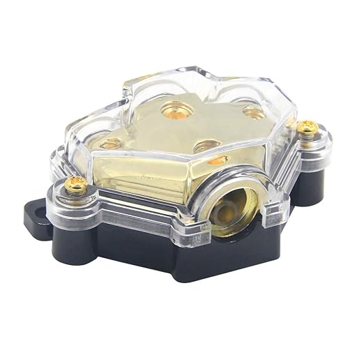 RKURCK 3 Way Power Distribution Block, 0/2/4 AWG Gauge in, 4/8 Gauge Out, Car Audio Stereo Amp Distribution Connecting Block for Audio Splitter (1 in 3 Out)