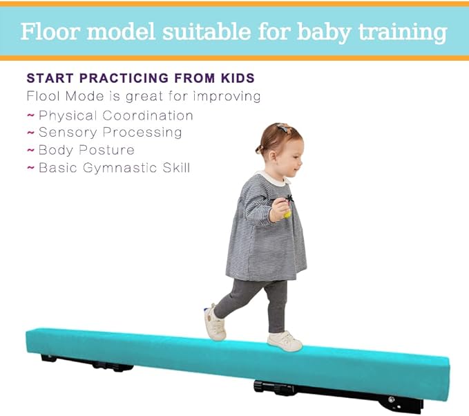 Adjustable&Foldable Gymnastics Balance Beam,6FT/8ft High-Low Level Floor Gymnastic Beam,No Tool Require, Gym Equipment for for Kids Children Girls Home Training