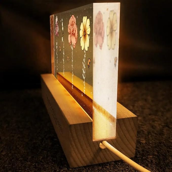 Peties.com Personalized Rectangle LED Light - Birthday Keepsake, Family Home Décor, Meaningful Gift for Grandma, Mother’s Day or Christmas Gift - Grandma's Garden Birth Month Flowers