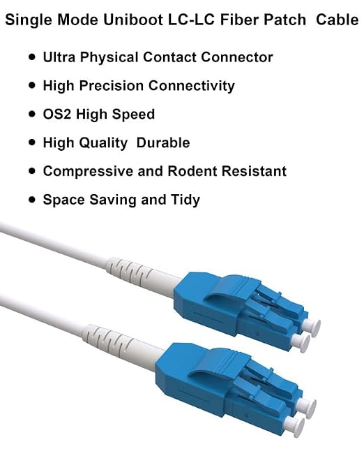 LC-LC Singlemode Armored Fiber Optic Patch Cable, OS2 Uniboot LC to LC Fiber - Image 6