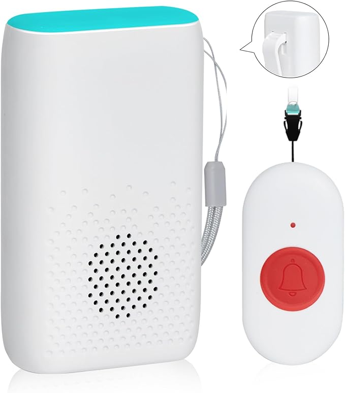 Wireless Caregiver Pager Nurse Alert System SOS Call Button Vibration Pager Nurse Calling Alert System with 58 Melodies 4 Adjust Volume Levels for Patients Seniors Elderly Monitoring at Home