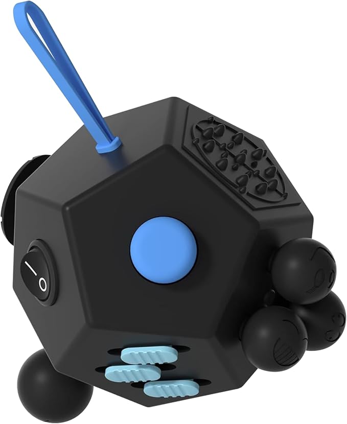 Fidget Dodecagon –12-Side Fidget Toys Cube Relieves Stress and Anxiety Anti Depression Travel Toy Christmas Stocking Stuffers Gifts for Children and Adults（A5 Black）