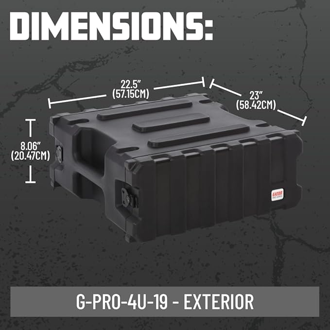 Gator Cases Pro Series Rotationally Molded 4U Rack Case with Standard 19" Depth, Made in USA (G-PRO-4U-19)
