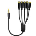 MysRuida 1.6ft 1/8” 3.5mm TRRS Extension Stereo Audio Cable, 1 Male to 5 Female Splitter Aux Cord, 4 Pole Jack Headphone MIC Extender for Smart Phones, MP3, Laptops, Don’t Support MIC of IOS Headphone