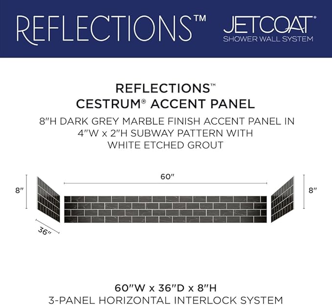 Miseno MSW-603696RFL Readyset 60" X 36" X 96" Fifteen Panel Alcove Shower Wall Kit - Cestrum