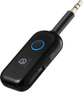 Bluetooth 5.2 Audio Transmitter Receiver for TV, Bluetooth Transmitter for Headphones, 2 BT Devices Connections, 3.5mm Jack Aux Airplane Headphone Adapter for Car/Home Stereo, Black