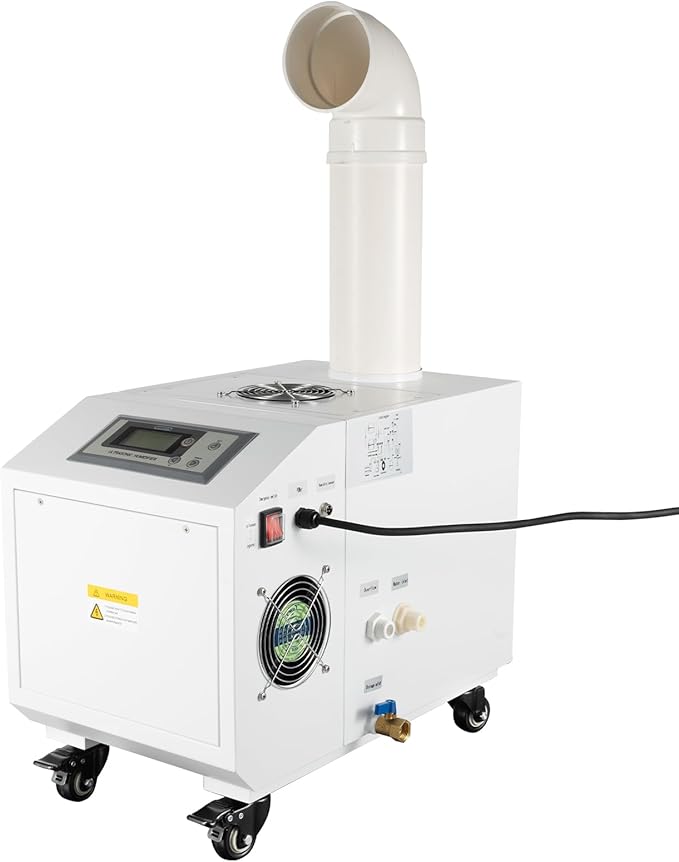 Humidifier Large Room,10L 6.6Lbs/H Industrial Ultrasonic Mist Maker with Wheels&10 Atomizing Discs,Agricultural Commercial Humidifier for Greenhouse,Grow Room&Plants