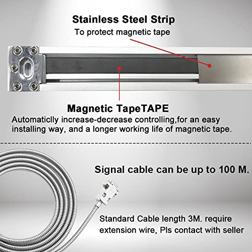 3 Axis DRO for Milling Machine,16" x 38" x 18" 5um Magnetic Scale Linear Encoder Mill DRO KIT RPM Function Included