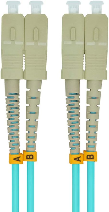 Jeirdus 1Meter 3ft Duplex 50/125 10G OM3 Multi-Mode Fiber Optic Cable Jumper - SC to SC Optical Patch Cord