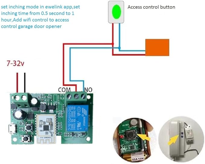MHCOZY WiFi Smart Switch Relay Module for Home Automation,Add WIFI to access control garage door,eWelink app Remote Dry Contact,Compatible with Alexa,Google assistant (1CH WIFI Bluetooth)