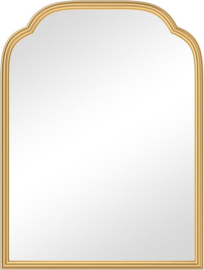 18X24 Inch Gold Mirror for Wall with Metal Frame Rectangular Rounded Bathroom Vanity Mirror Anti-Rust, Hangs (Gold 18" x 24")