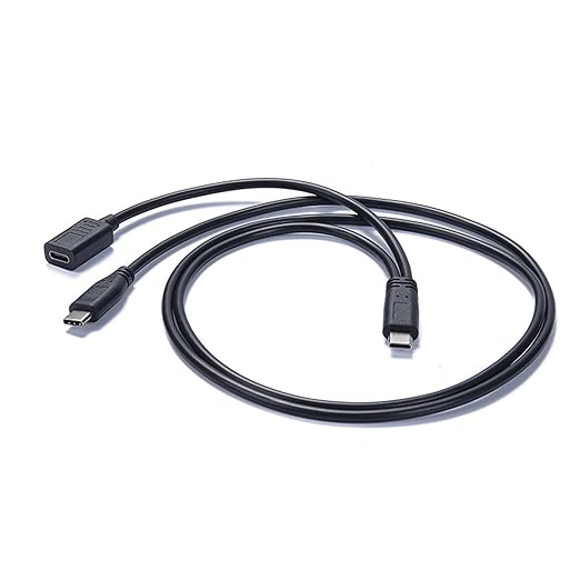 Yinziha Type C Male to Type C Male and Female Charging Cable Sound Card Connection Wire for Live Streaming and Mobile Devices
