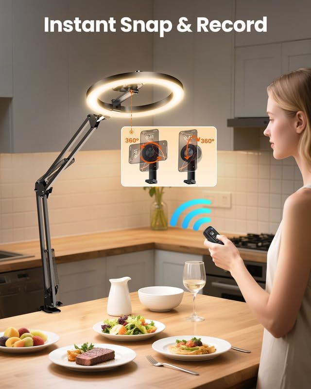 Magnetic Overhead Ring Light for Desk, 10” Selfie Light - Image 5