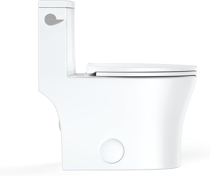 One-Piece Toilet for Bathroom, Comfort Height 16", Elongated with Under-Locking Lid, Soft Close Seat, Dual Flush, Powerful Flush