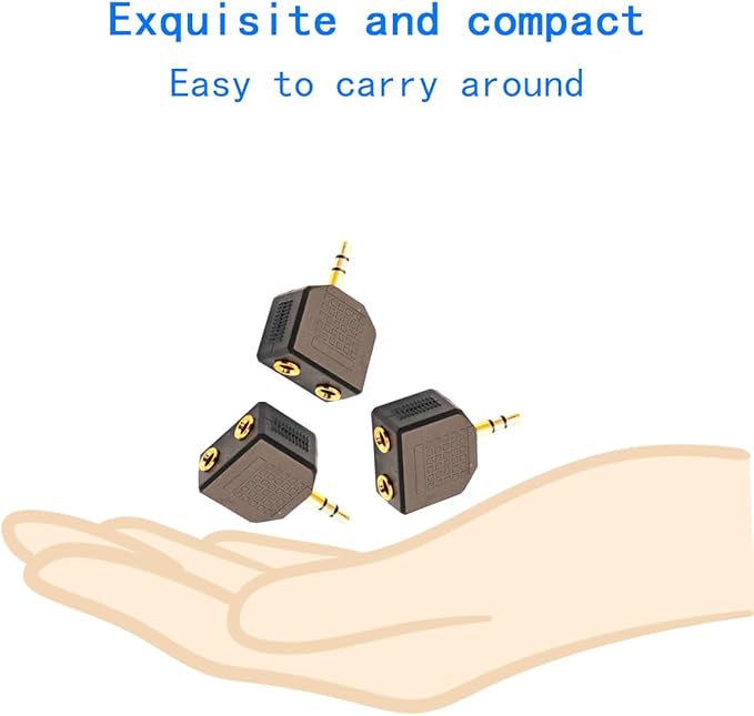 ZJKJHJY 3.5mm Audio Splitter Adapter, 1/8 inch Male to 2X Female Y-Connector, 3-Pack