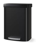 Garvee 16 gal / 60 L Metal Trash Can with Lid, Large Garbage Can for Kitchen, Rustproof Step-on Kitchen Metal Trash Bin with Liner Rim, Rear Handle, Soft Close Plastic Lid, Black